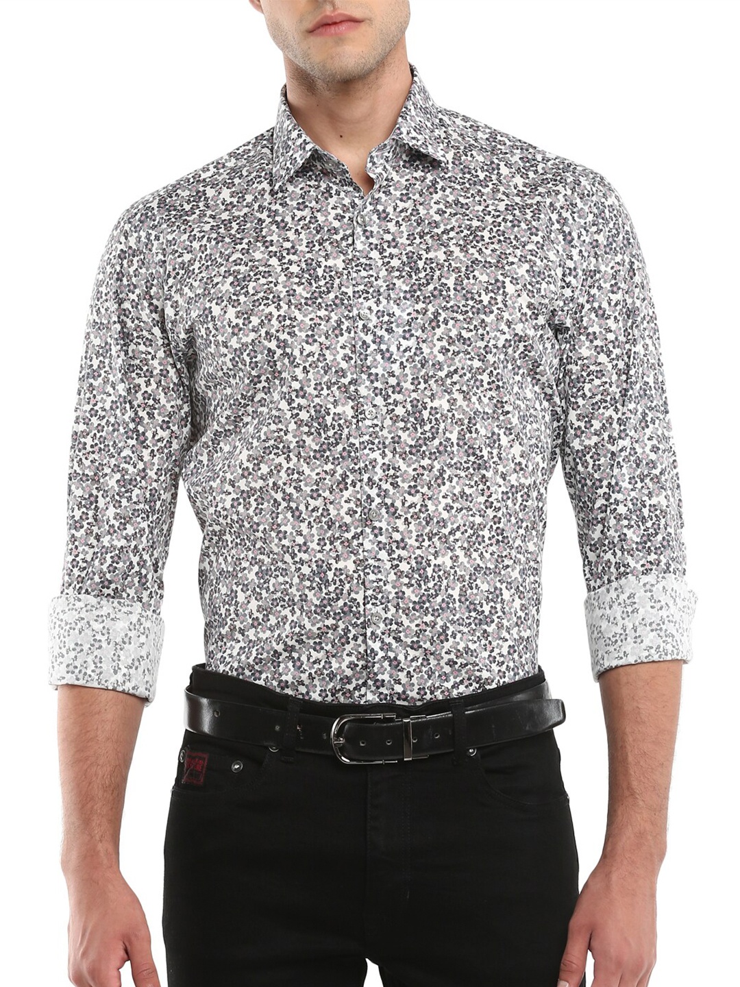

Karl Lagerfeld Women Grey Floral Printed Casual Shirt