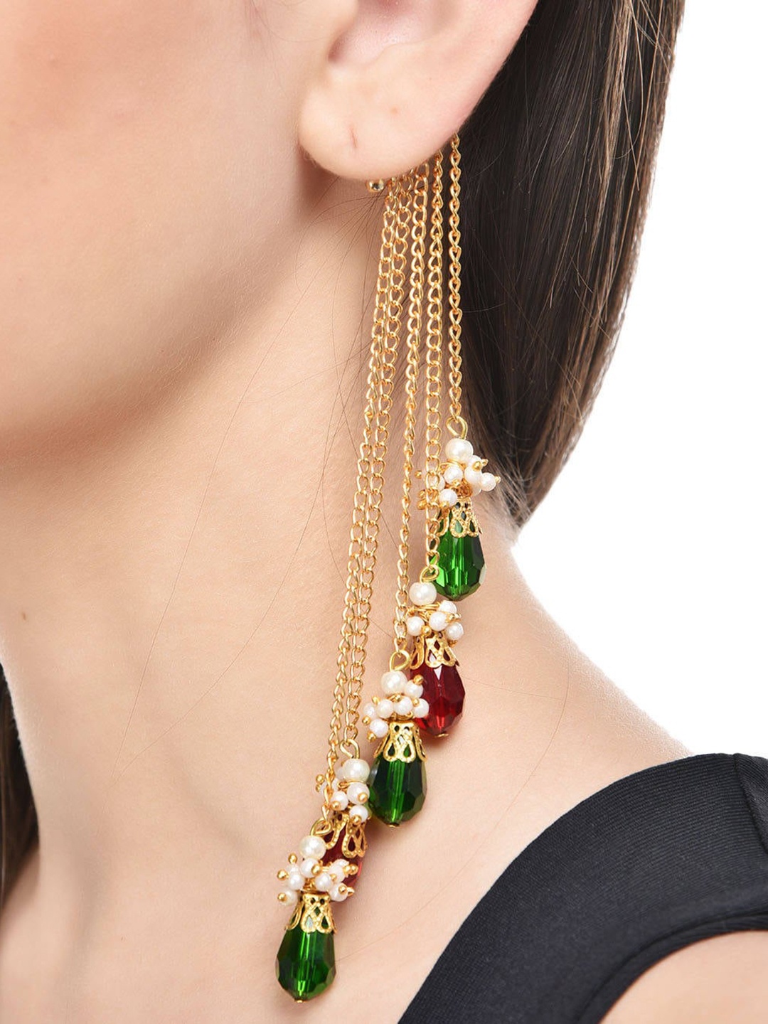 

Shining Diva Multicoloured Contemporary Drop Earrings, Multi