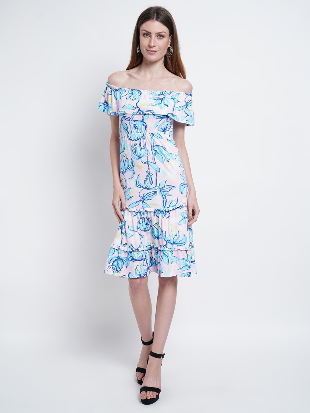 

Purple State Multicoloured Floral Off-Shoulder Dress, Multi