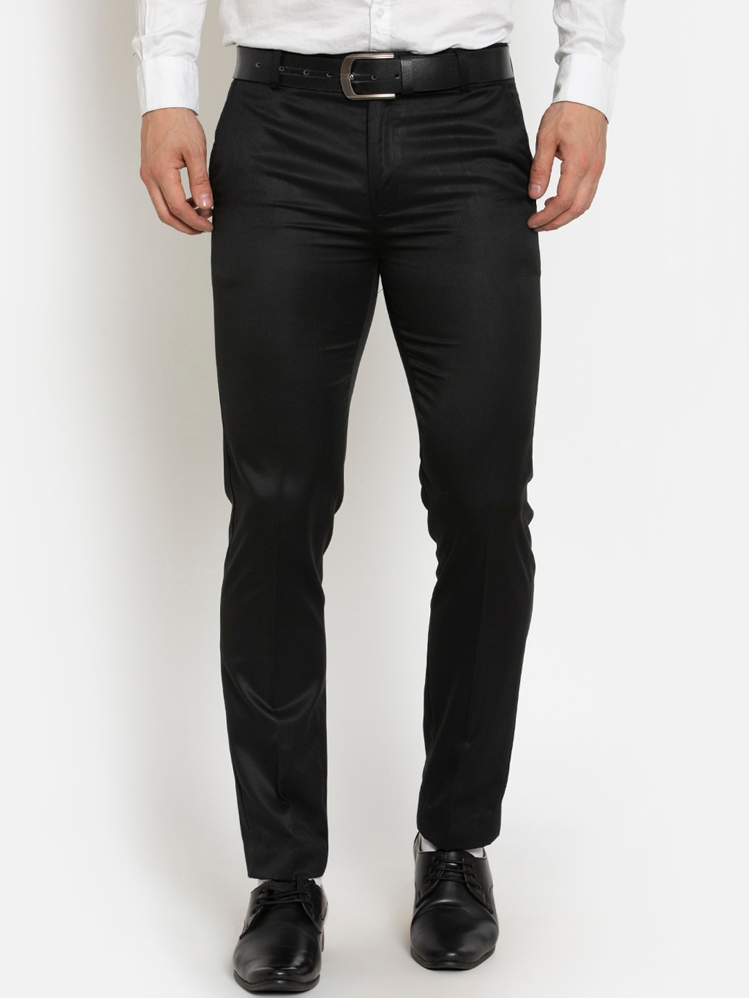 

American-Elm Men Black Solid Smart Slim Fit Formal Trousers
