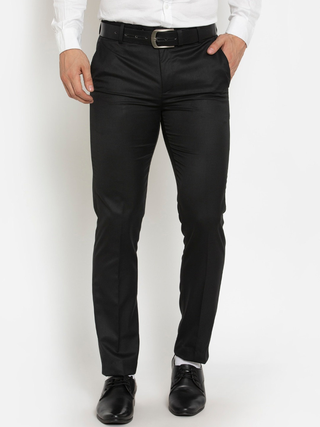 

American-Elm Men Black Smart Slim Fit Trousers