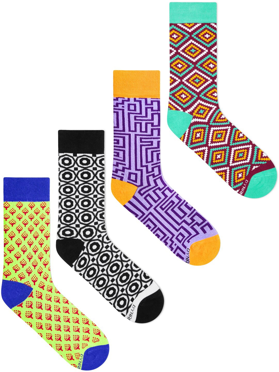 

Dynamocks Pack Of 4 Patterned Above Ankle-Length Socks, White