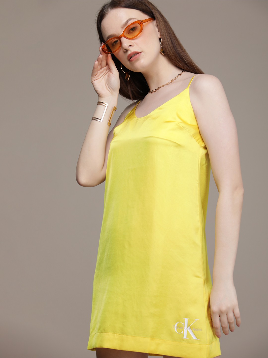 

Calvin Klein Jeans Super Lemon Monogram Cami Bodycon Dress, Yellow