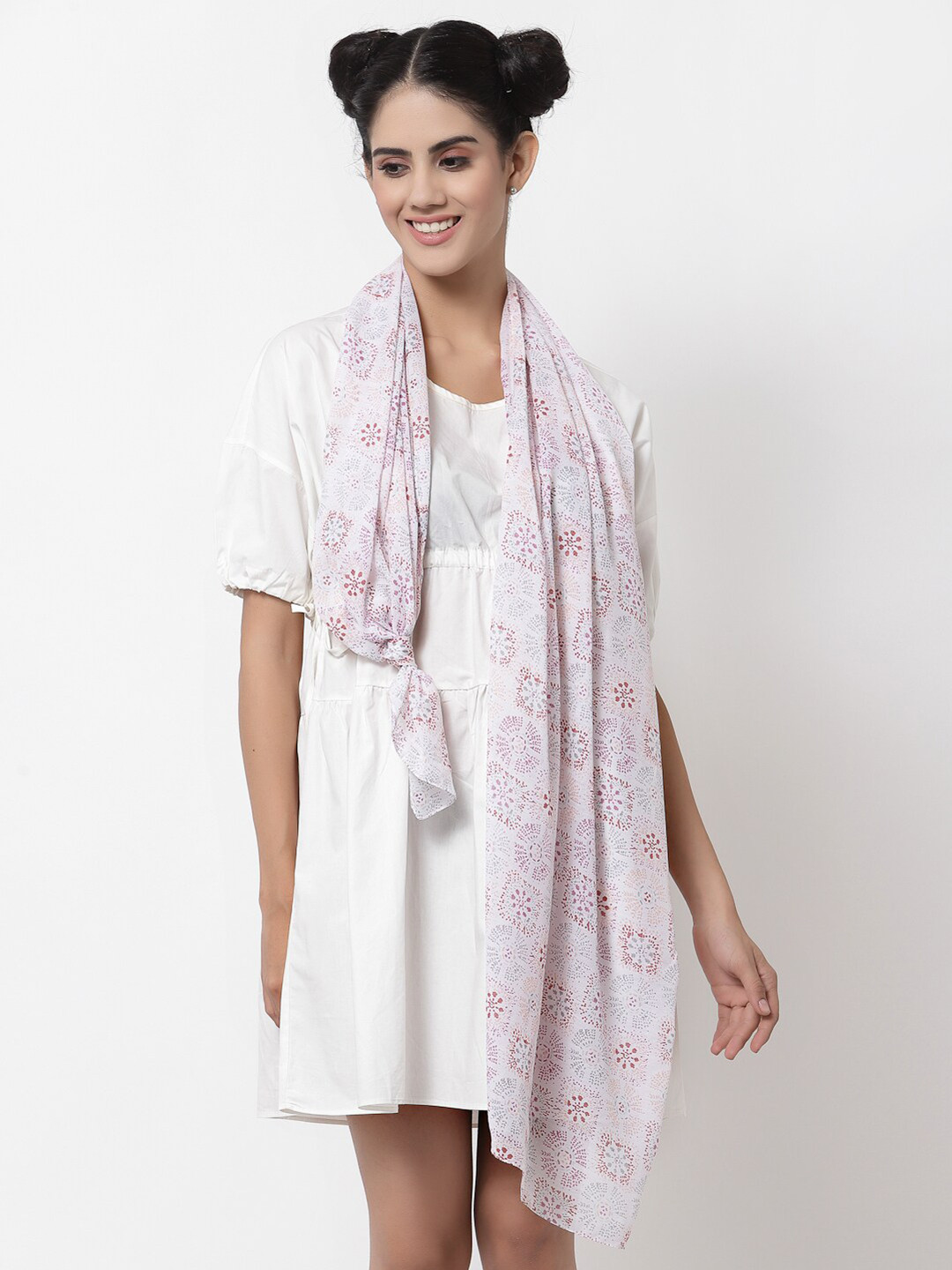 

J Style Women Pink Printed Stole