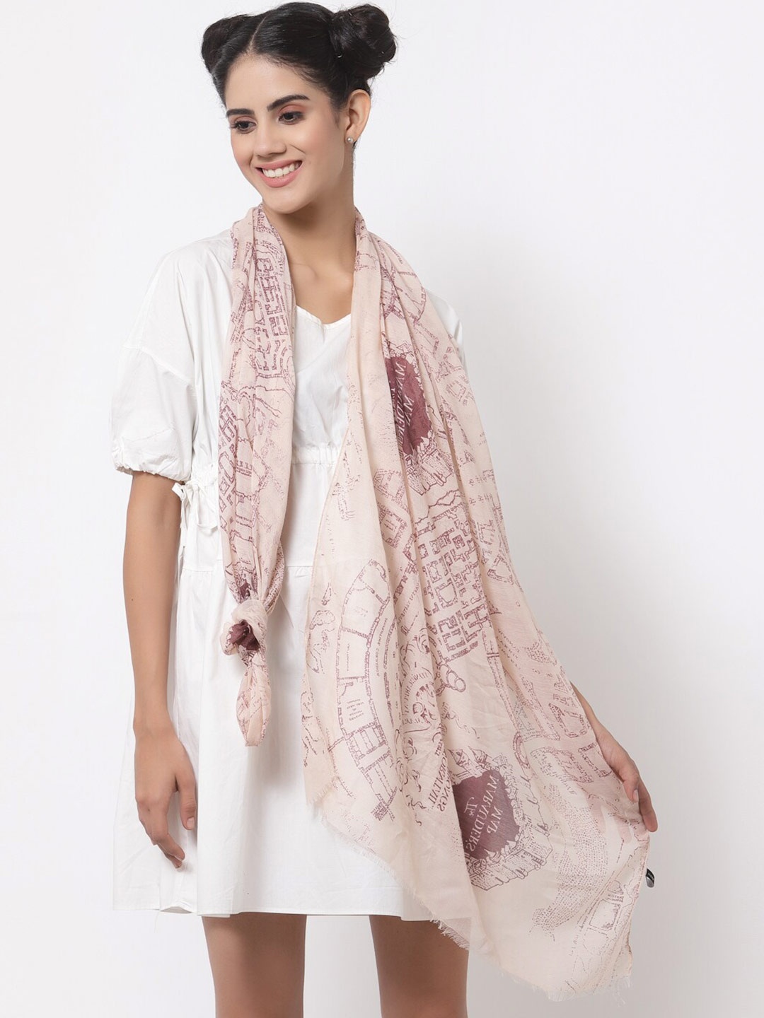 

J Style Women Beige & Brown Printed Stole