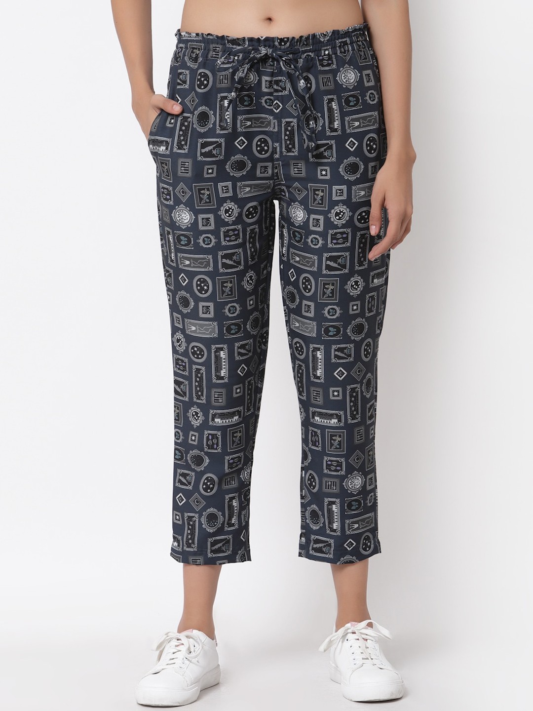 

J Style Women Blue Printed Easy Wash Trousers