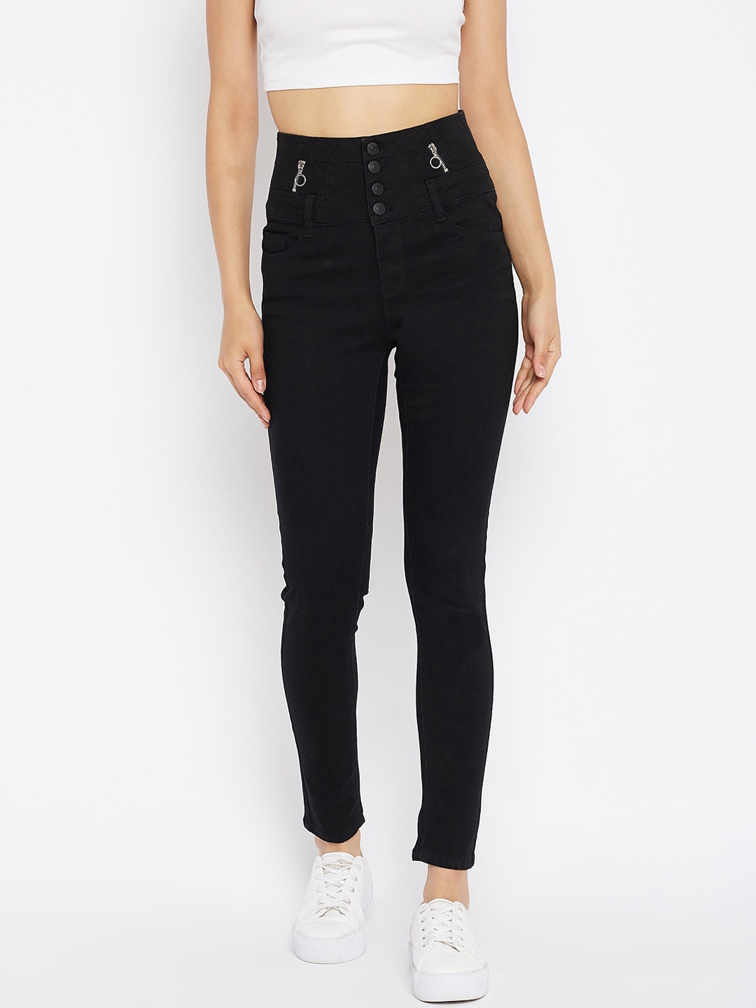 

Madame Women Black Skinny Fit High-Rise Jeans