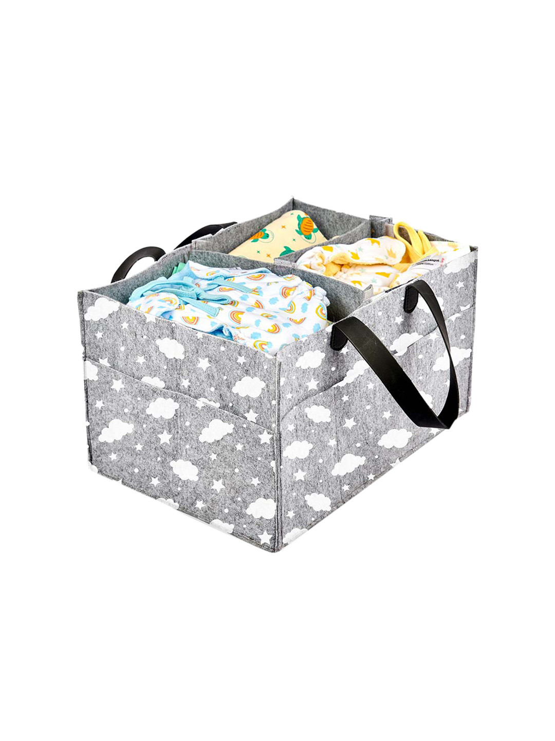 

SuperBottoms Grey & White Printed SustainableDiaper Organizer