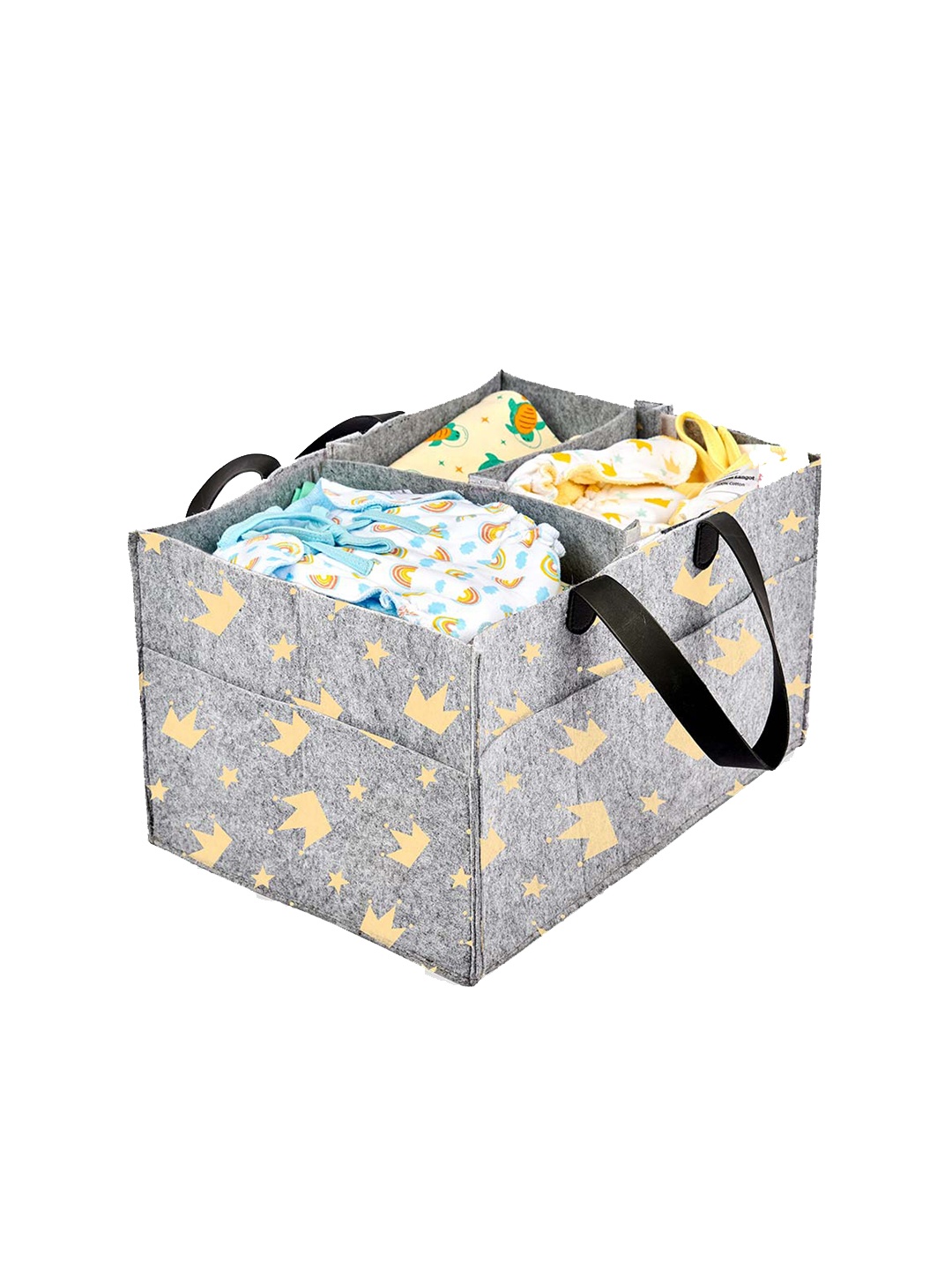 

SuperBottoms Kids Grey & Yellow Sustainable Diaper Caddy Organiser