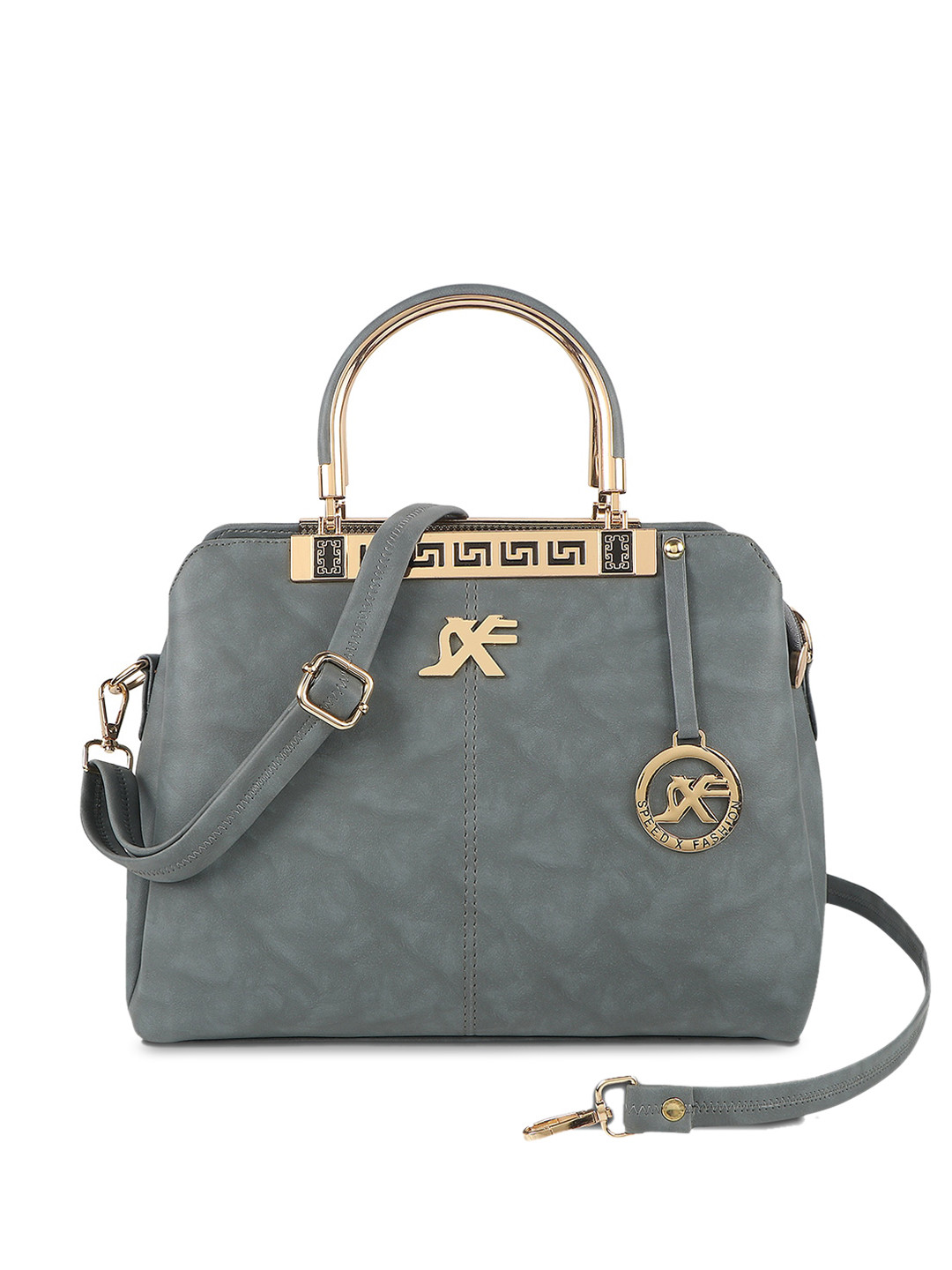

SXF SPEED X FASHION Women Grey PU Structured Handheld Bag