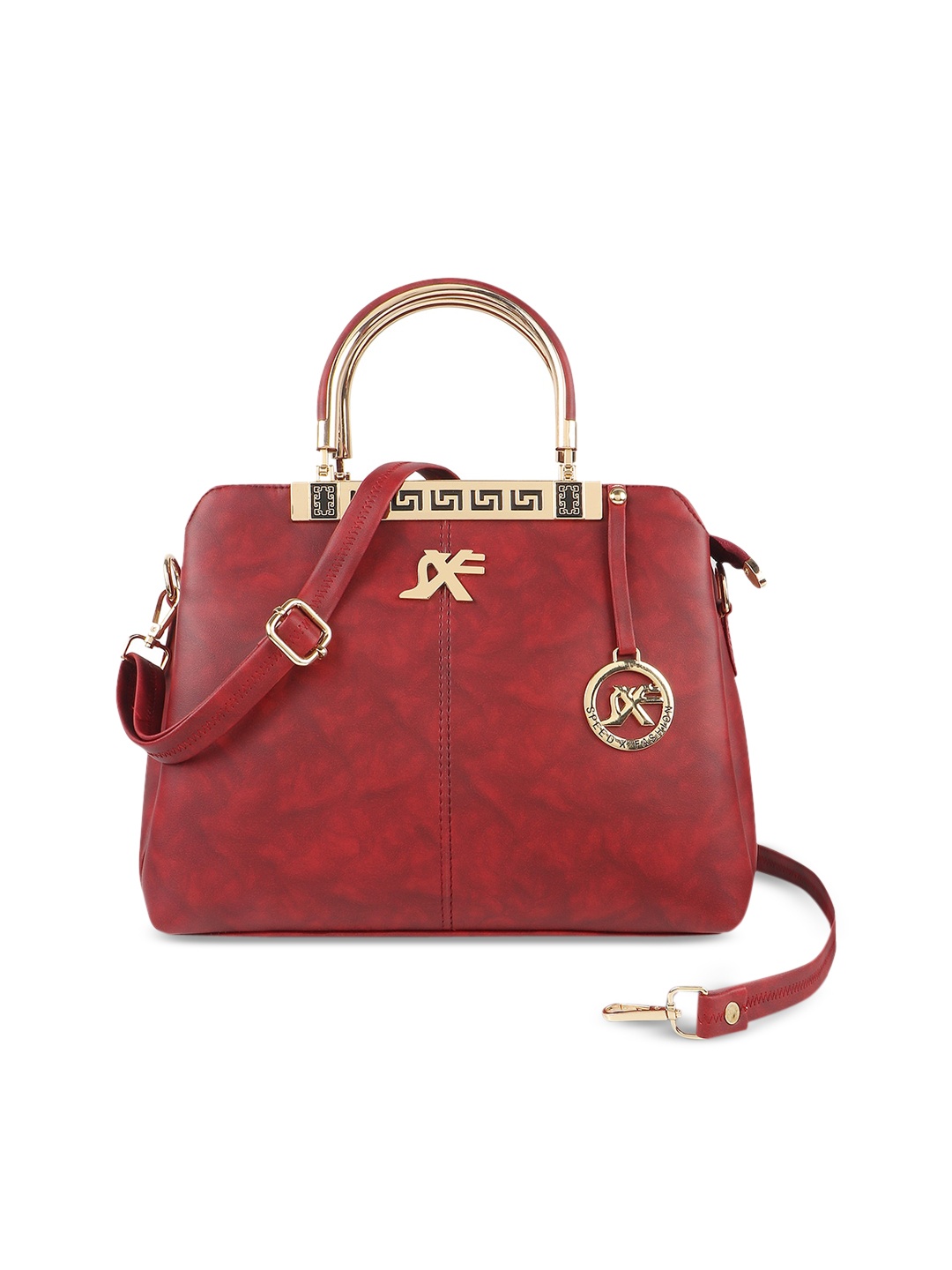 

SXF SPEED X FASHION Maroon Structured Handheld Bag