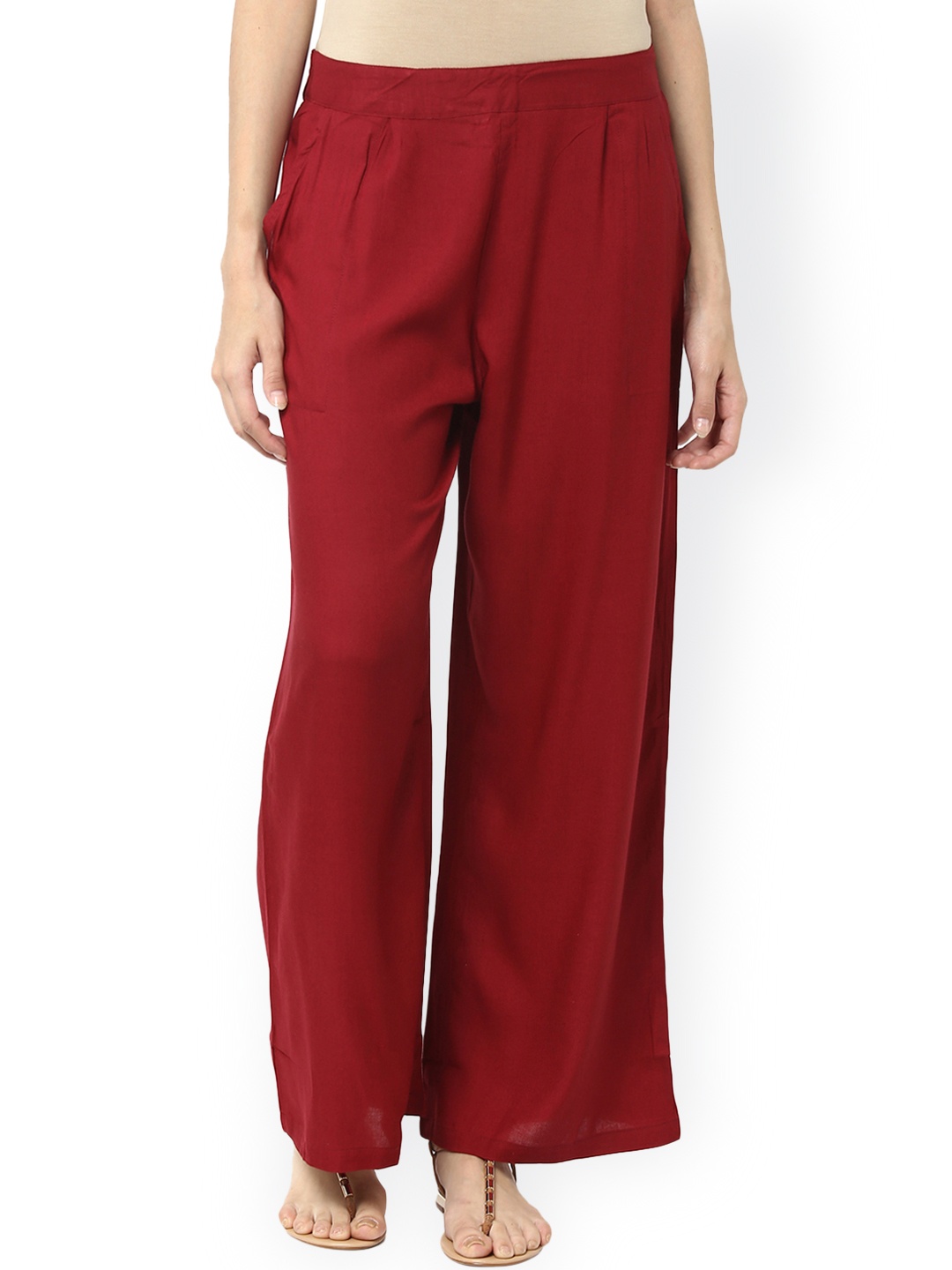 

Jaipur Kurti Women Maroon Solid Palazzo Trousers