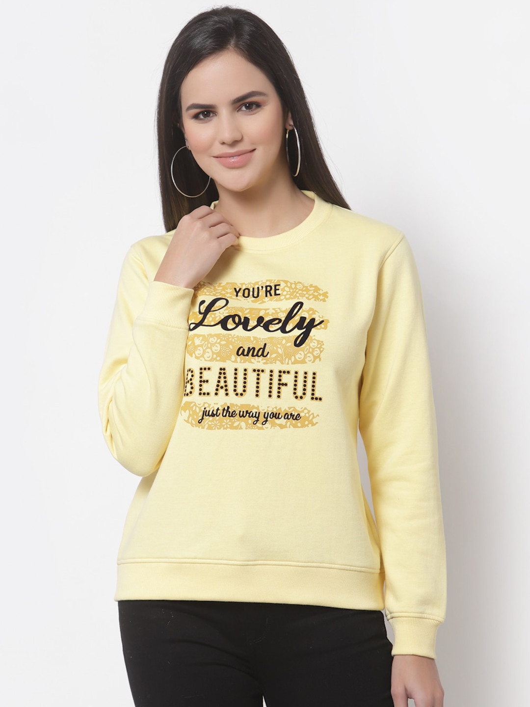 

Club York Women Yellow Printed Sweatshirt