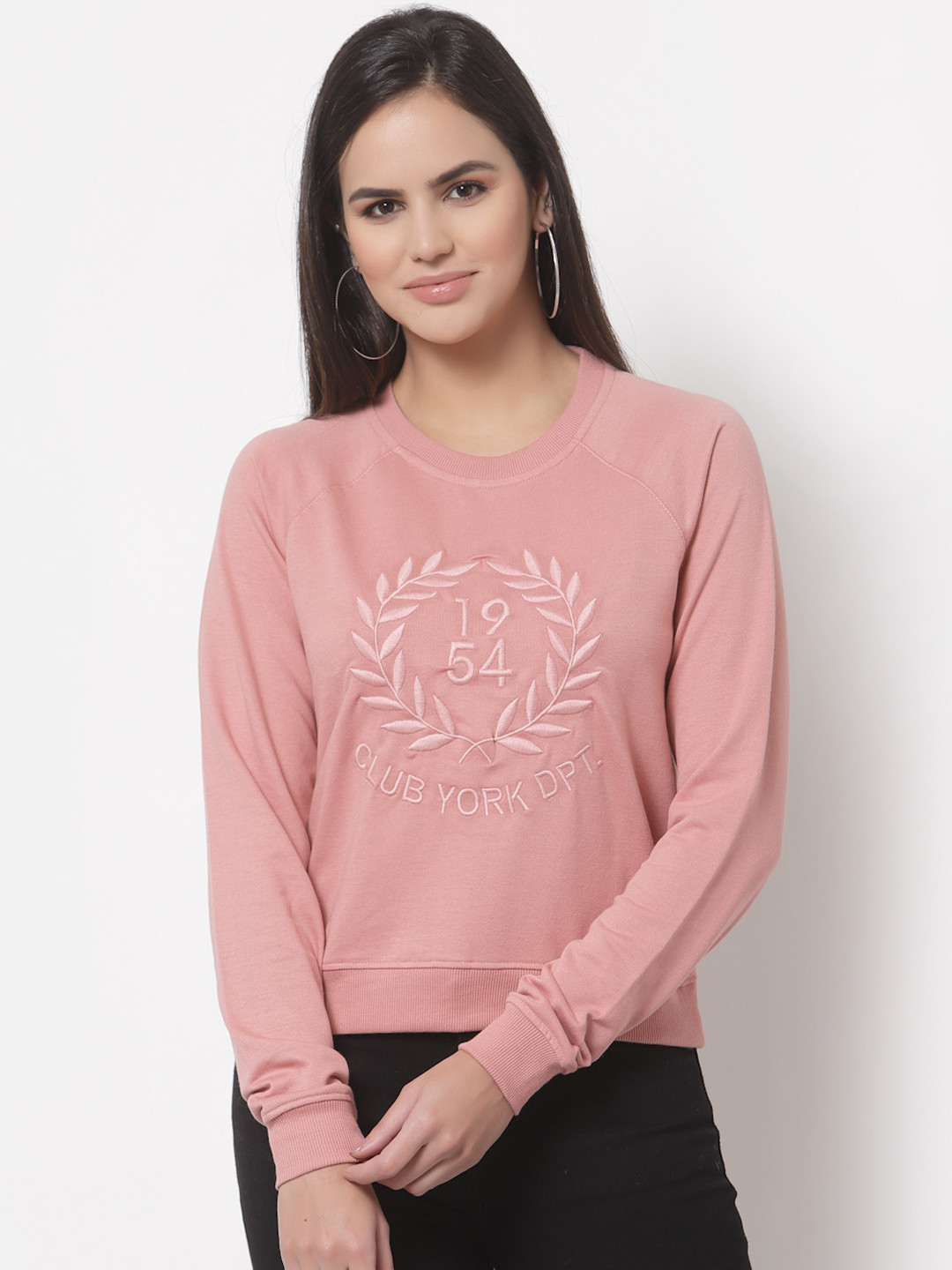 

Club York Women Coral Embroidered Sweatshirt