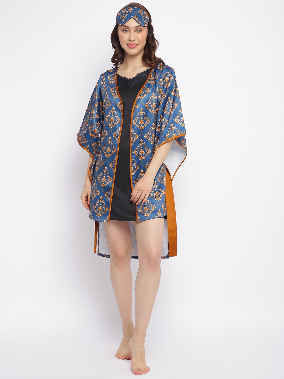 

DECOREALM Women Blue Printed Robe
