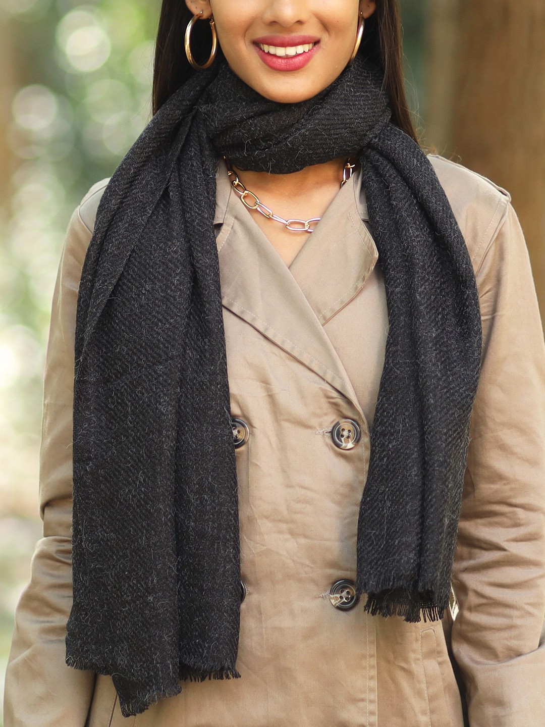 

Ayesha Women Acrylic Winter Scarf, Black