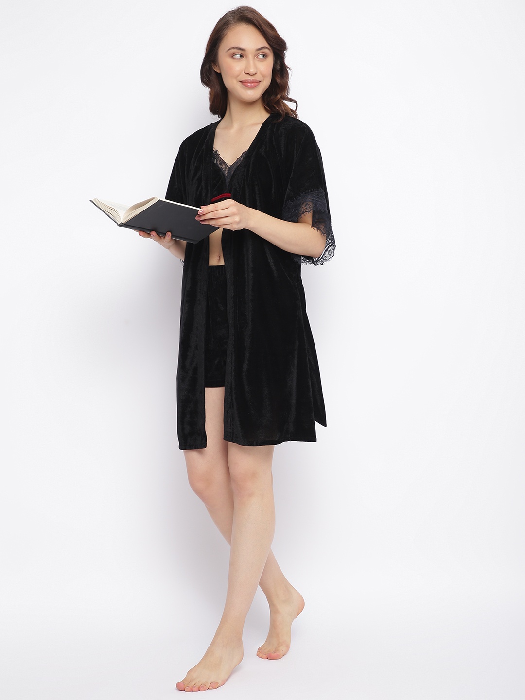 

DECOREALM Women Black Night suit