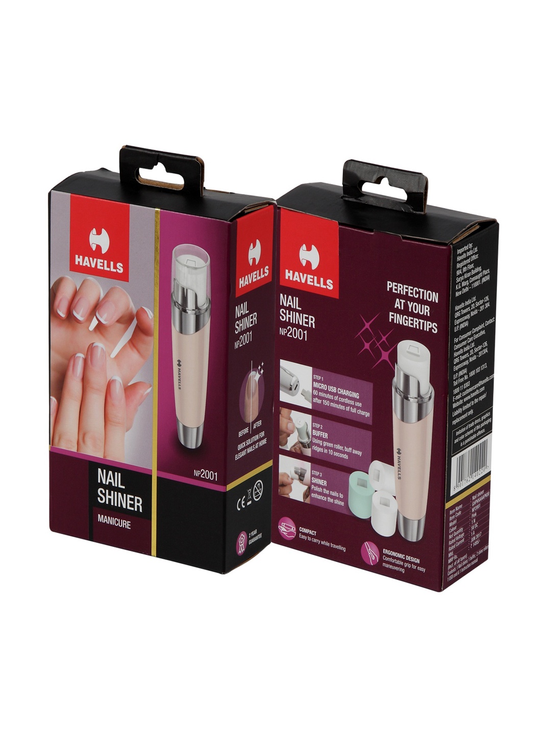 

Havells NP2001 Beige Rechargeable Nail Shiner With Buffer & Shiner