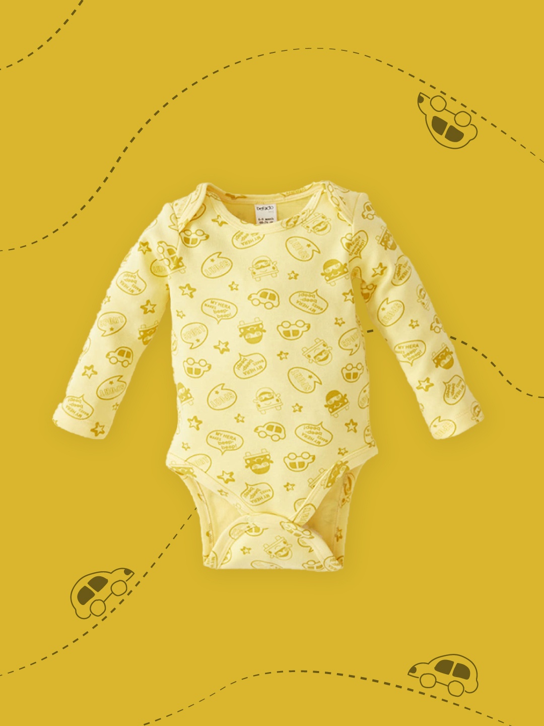 

Defacto Infant Boys Yellow Pure Cotton Printed Bodysuit
