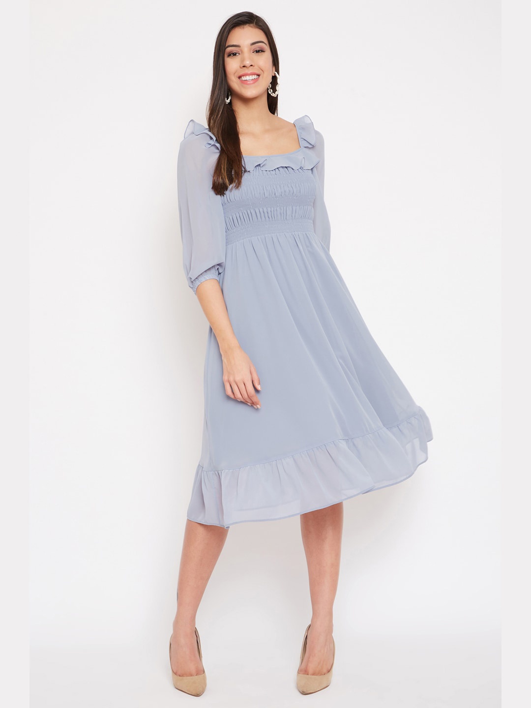 

Madame Blue Striped Midi Dress