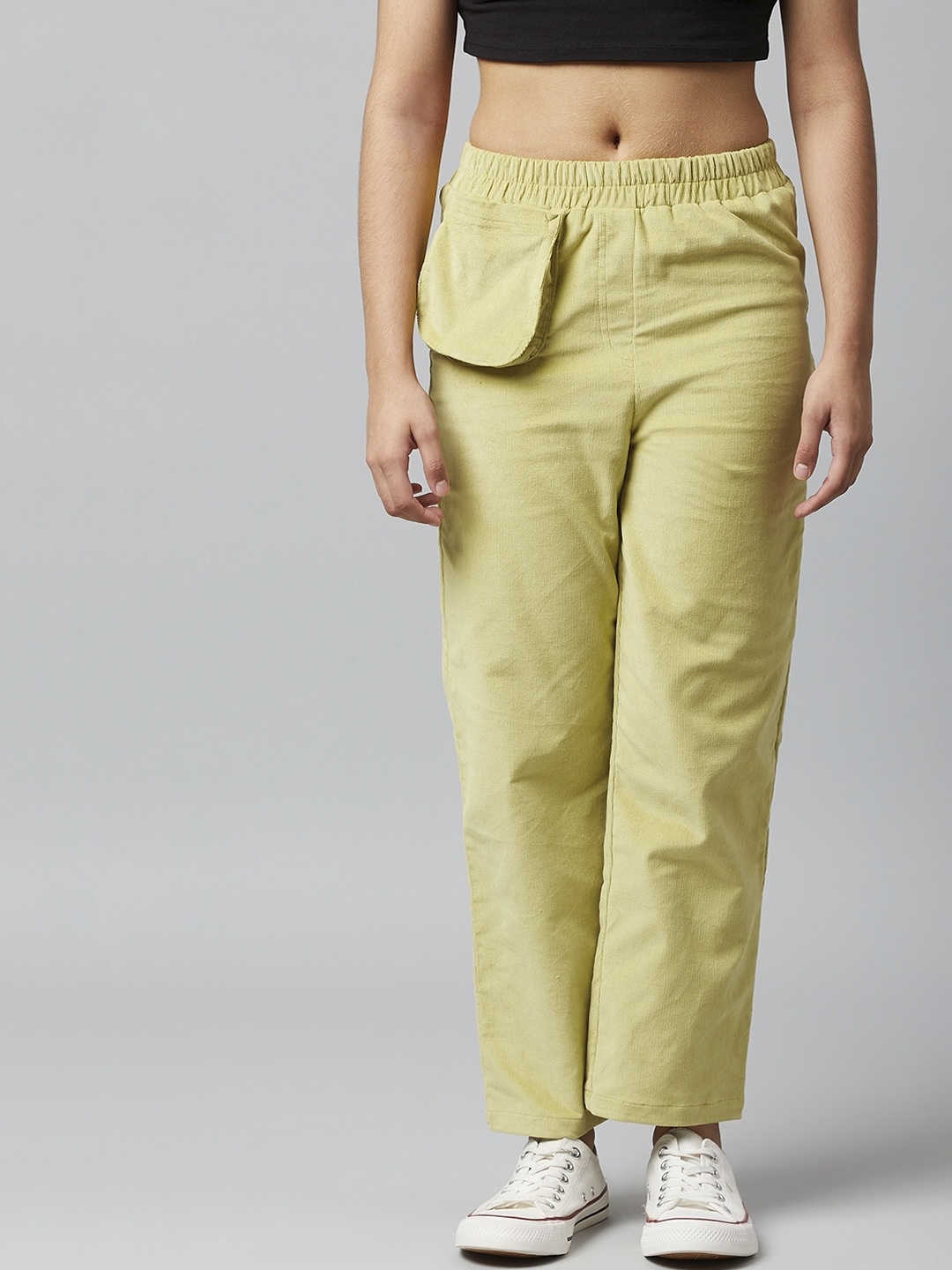 

Athena Girl Girls Green Solid Easy Wash Corduroy Trousers