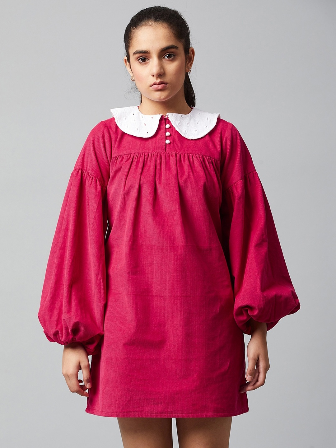 

Athena Girl Girls Fuchsia Peter Pan Collar A-Line Dress