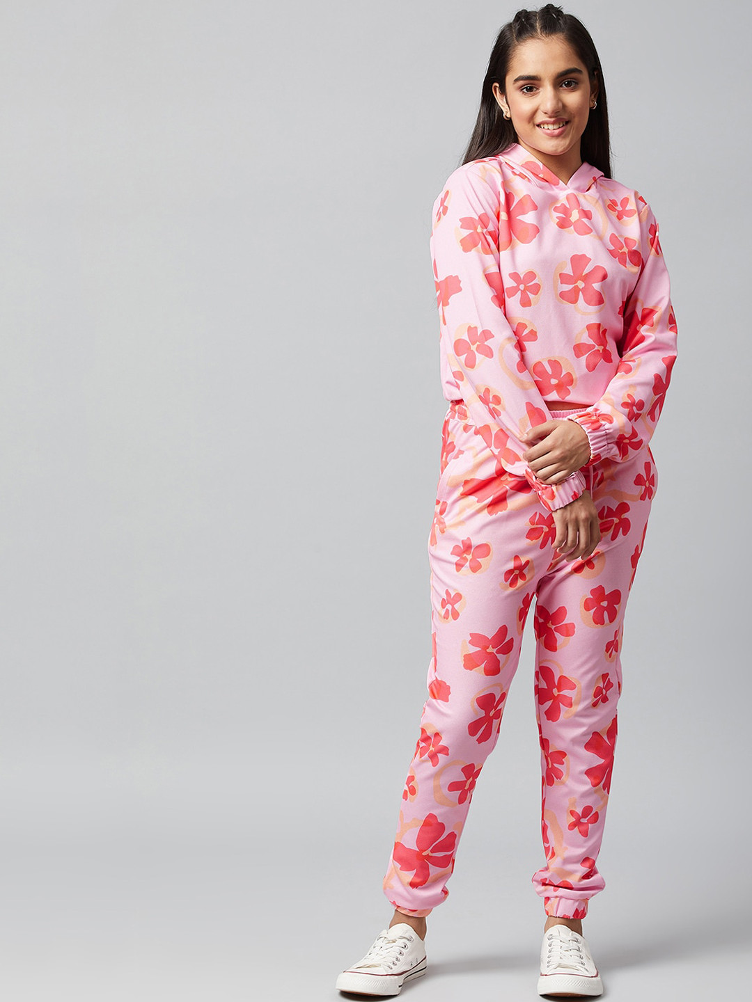 

Athena Girl Pink Floral Printed Co-ord Set