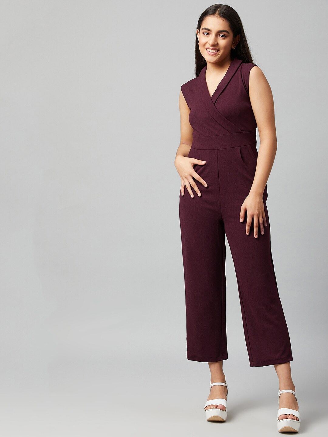 

Athena Girl Girls Burgundy Solid Culotte Jumpsuit