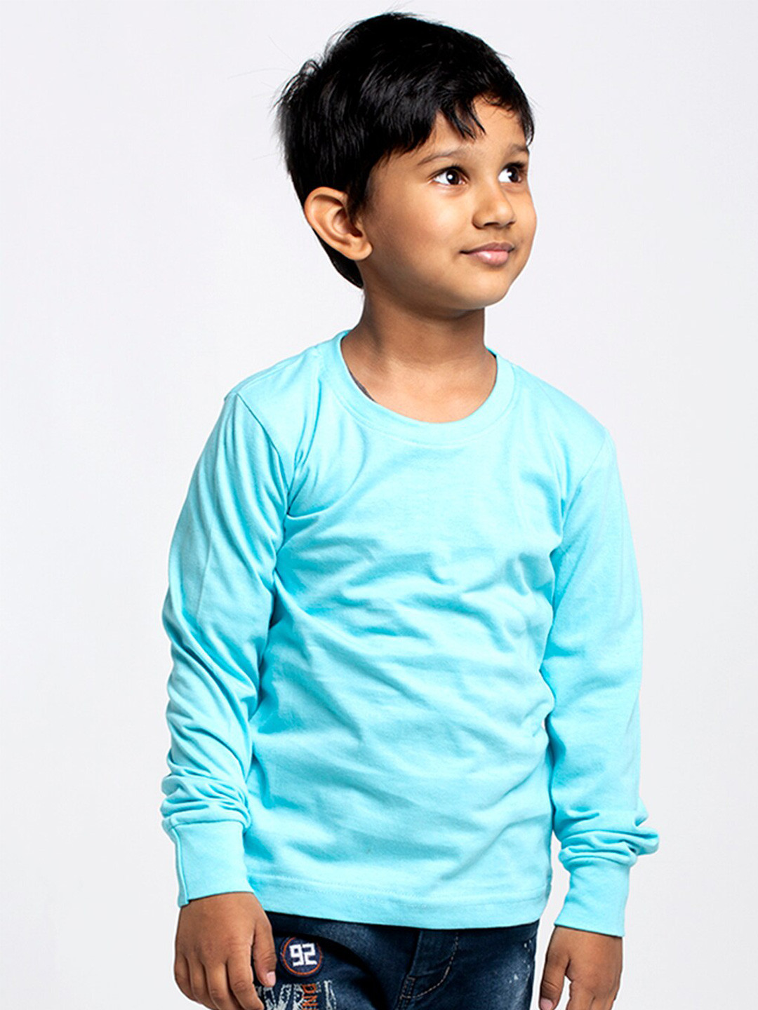 

Friskers Boys Turquoise Blue Striped Raw Edge T-shirt