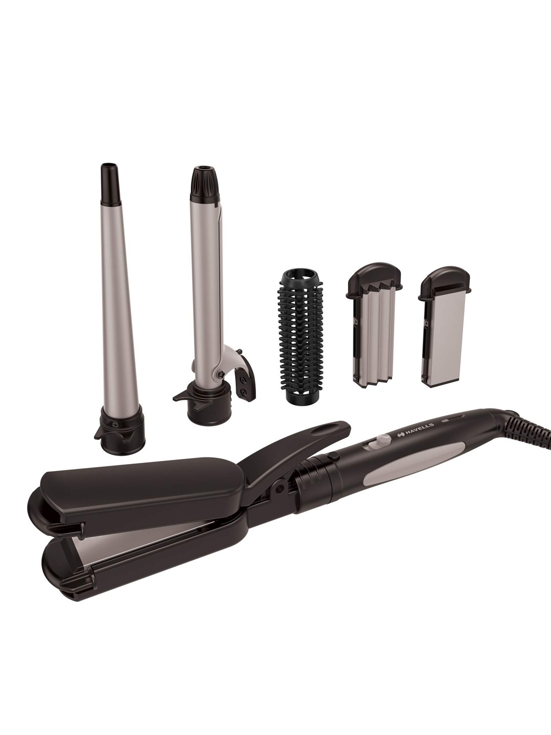 

Havells Silver and Black 5-in-1 Multi Styling Kit HC4040