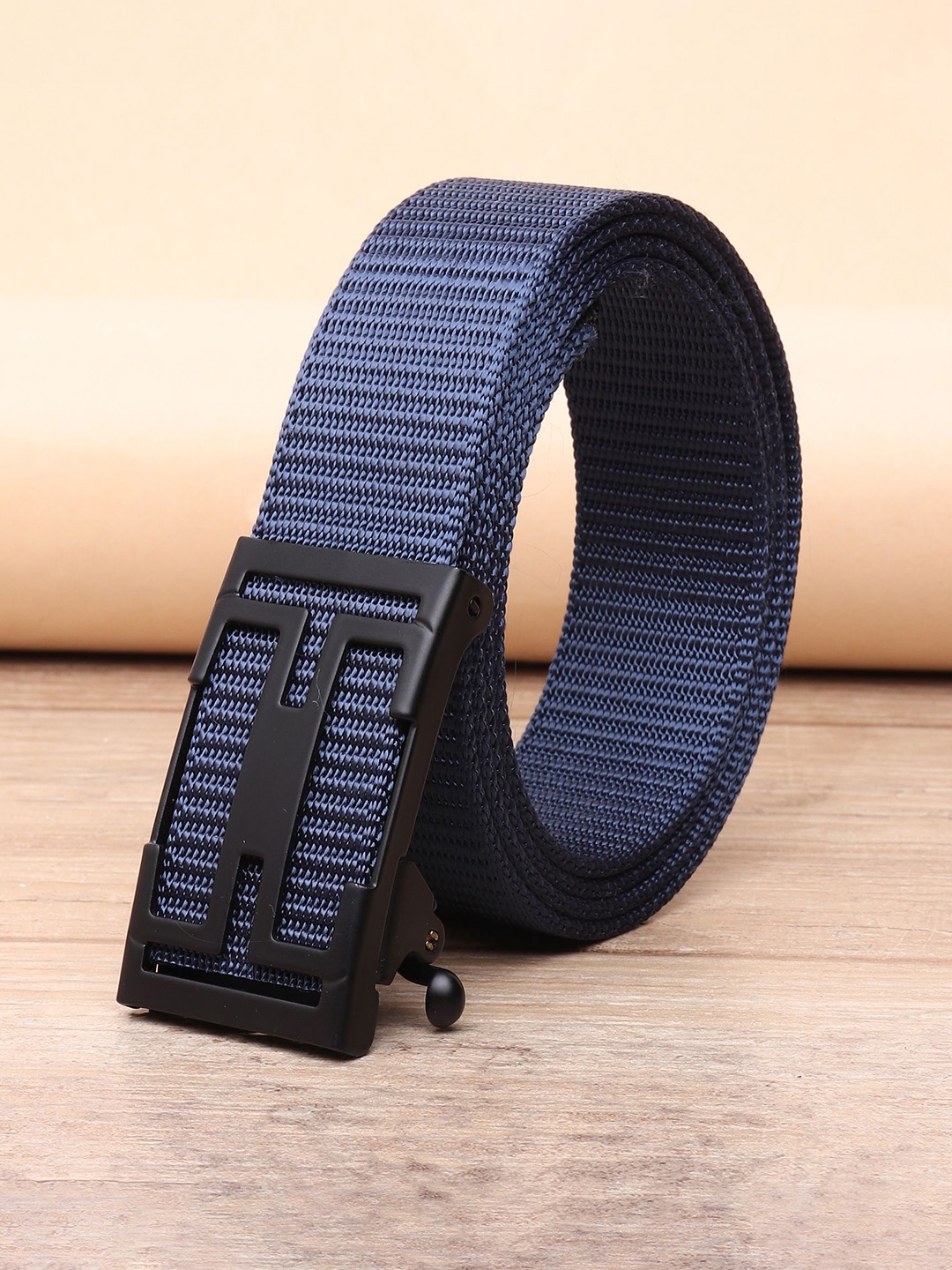 

Kastner Men Blue Solid Canvas Autolock Buckle Belt