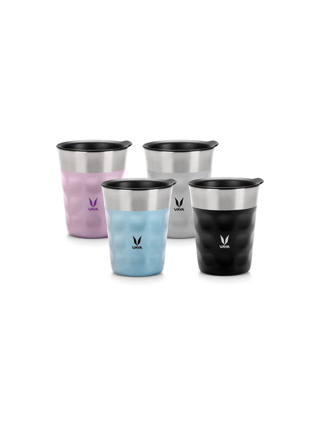

Vaya Blue & Pink Textured Stainless Steel Matte Mugs Set of Cups and Mugs