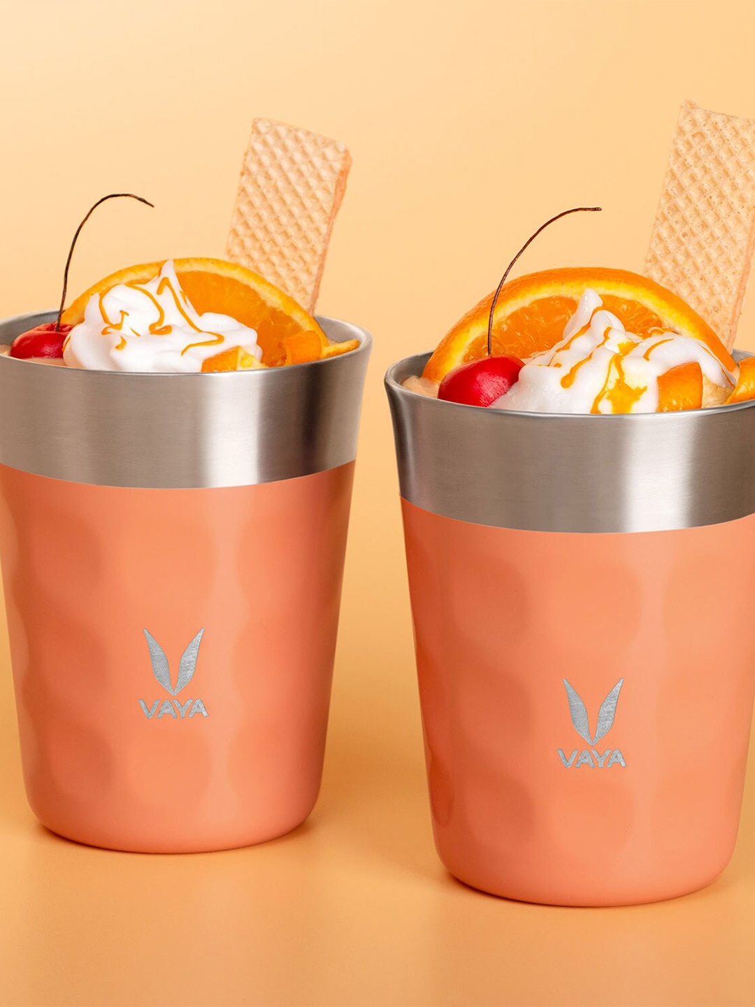 

Vaya Coral & Steel Printed Stainless Steel Matte Mugs Set of Cups and Mugs