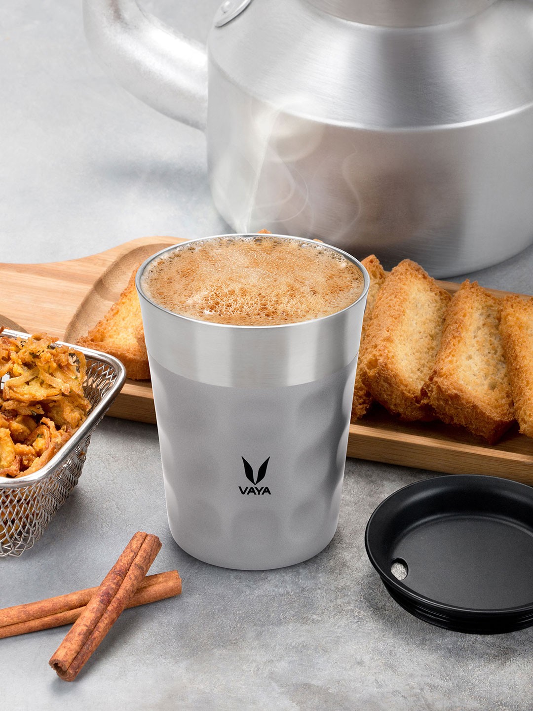 

Vaya Red & Grey Textured Stainless Steel Matte Mugs Set of Cups and Mugs