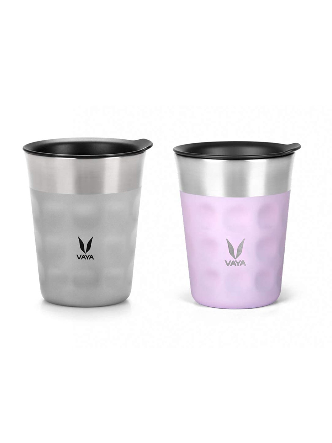 

Vaya Grey & Purple Textured Stainless Steel Matte Mugs Set of Cups and Mugs