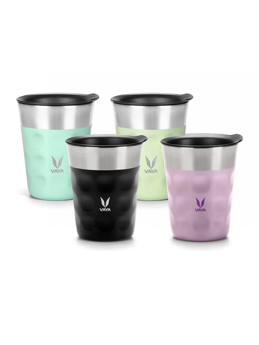 

Vaya Purple & Black Textured Stainless Steel Matte Cups Set of Cups and Mugs