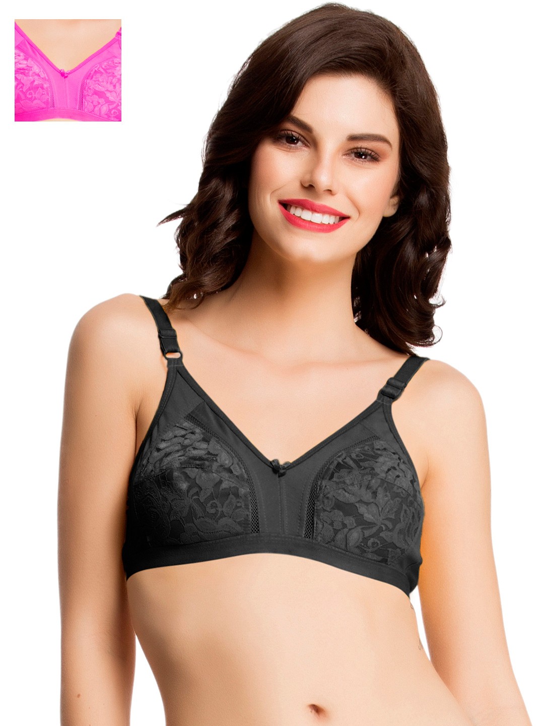 

Clovia Pack of 2 Full-Coverage Bras BRC486C2040, Black