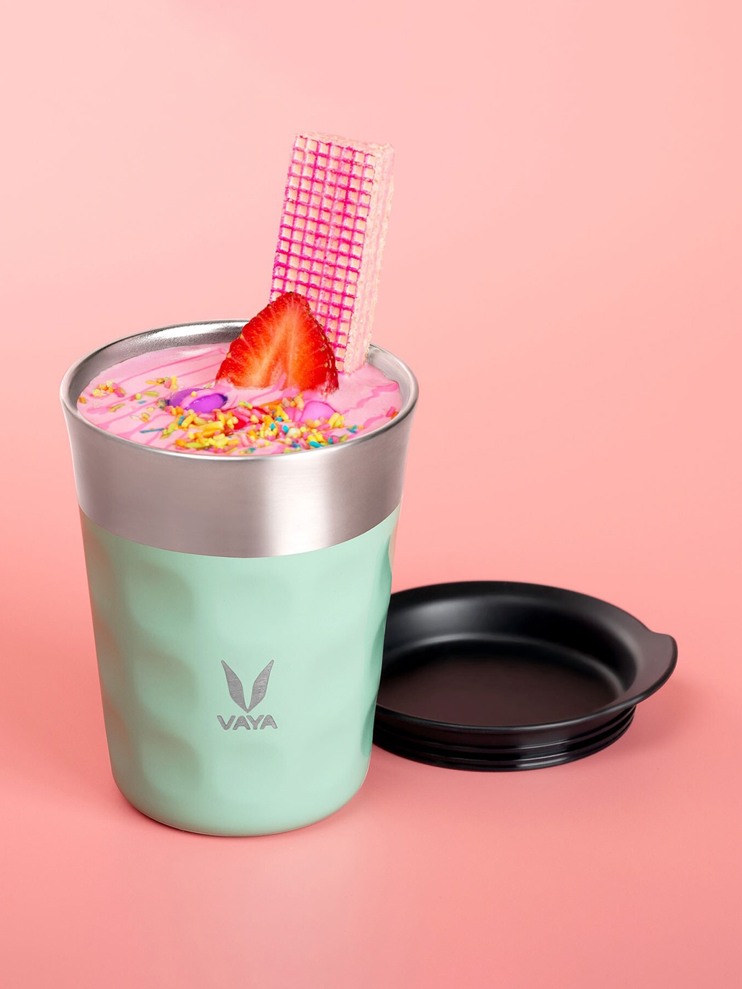 

Vaya Teal & Silver-Toned Textured Stainless Steel Matte Mugs Set of Cups and Mugs