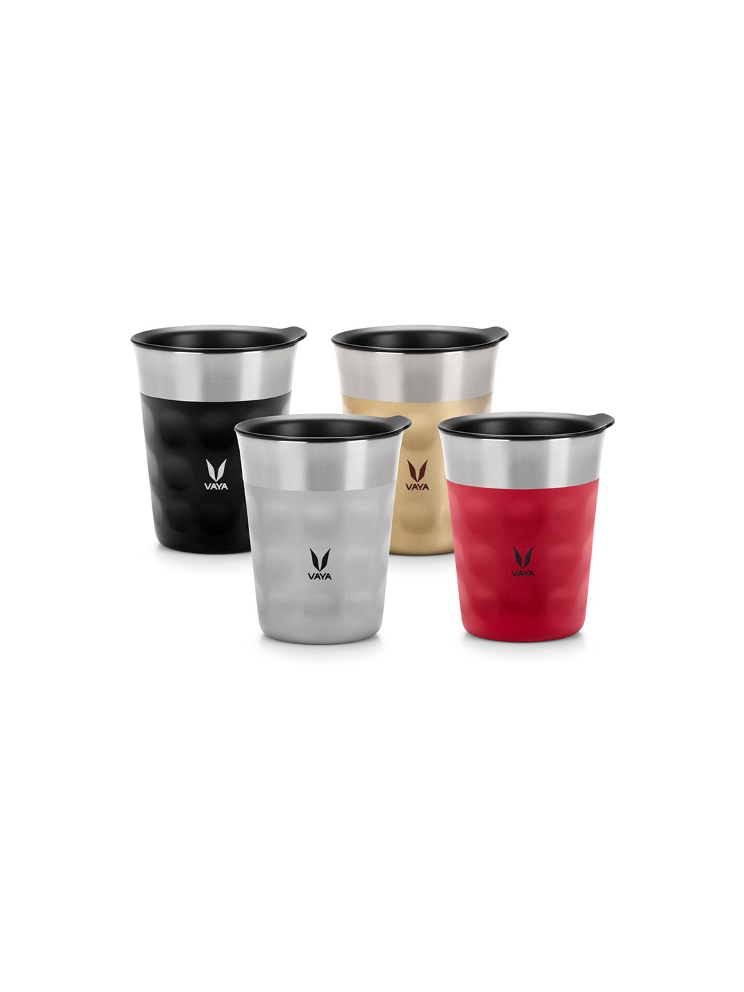

Vaya Red & Yellow Textured Stainless Steel Matte Cups Set of Cups and Mugs