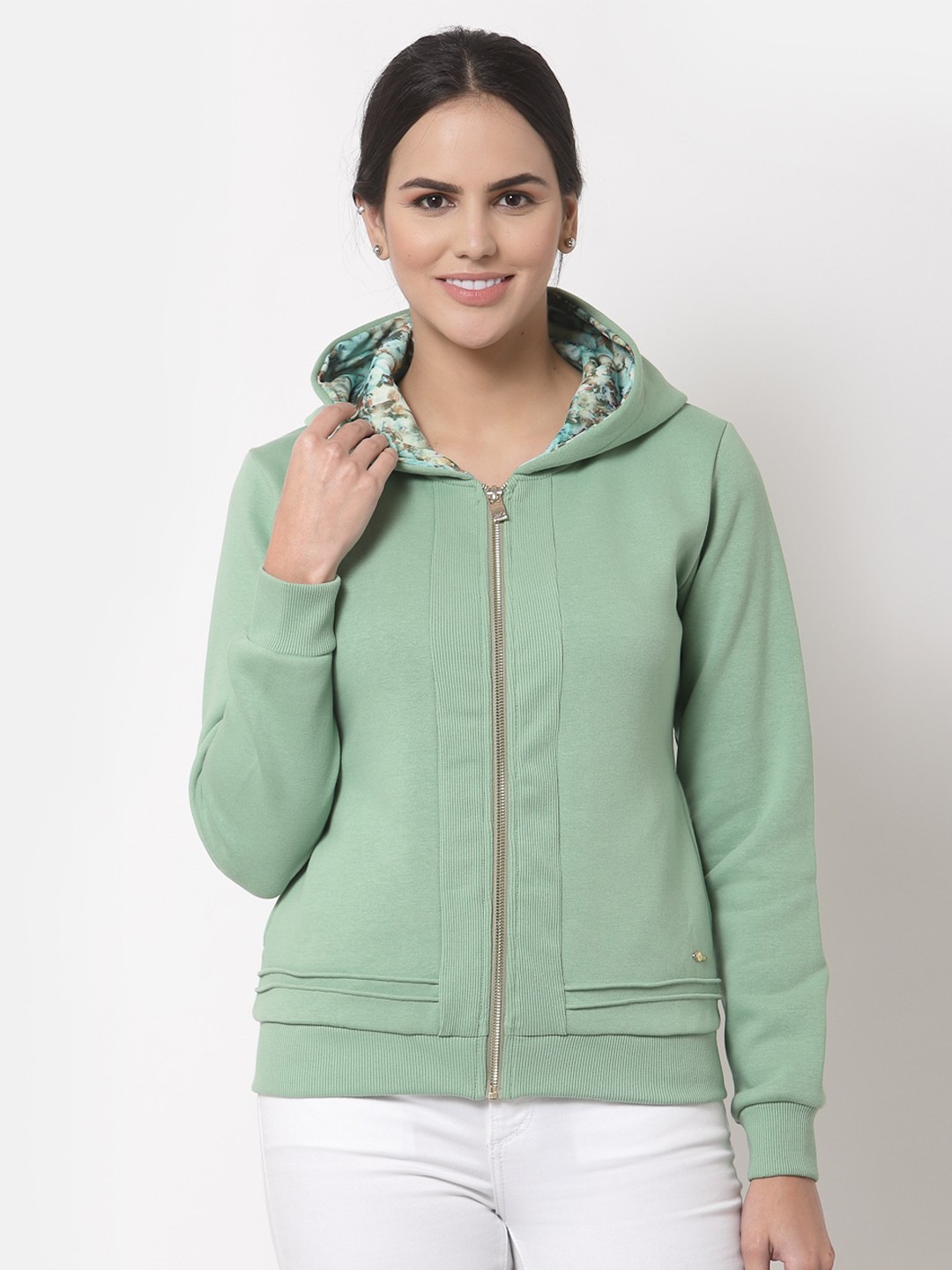 

Juelle Women Green Hooded Sweatshirt