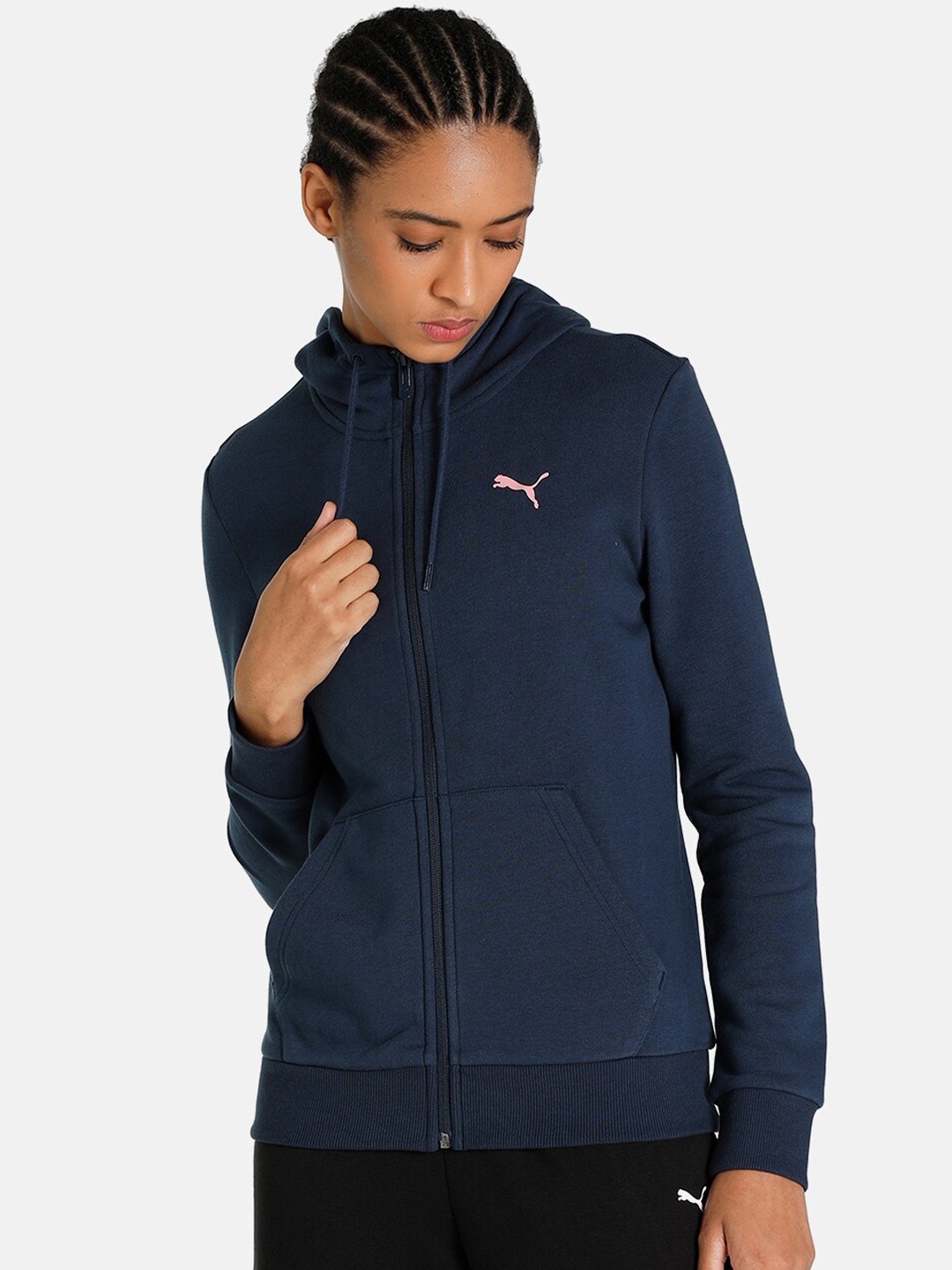 

Puma Women Blue Full-Zip Hooded Jacket