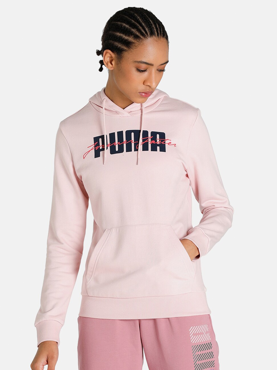 

Puma Women Pink Printed Regular Fit Hooded Sweatshirt