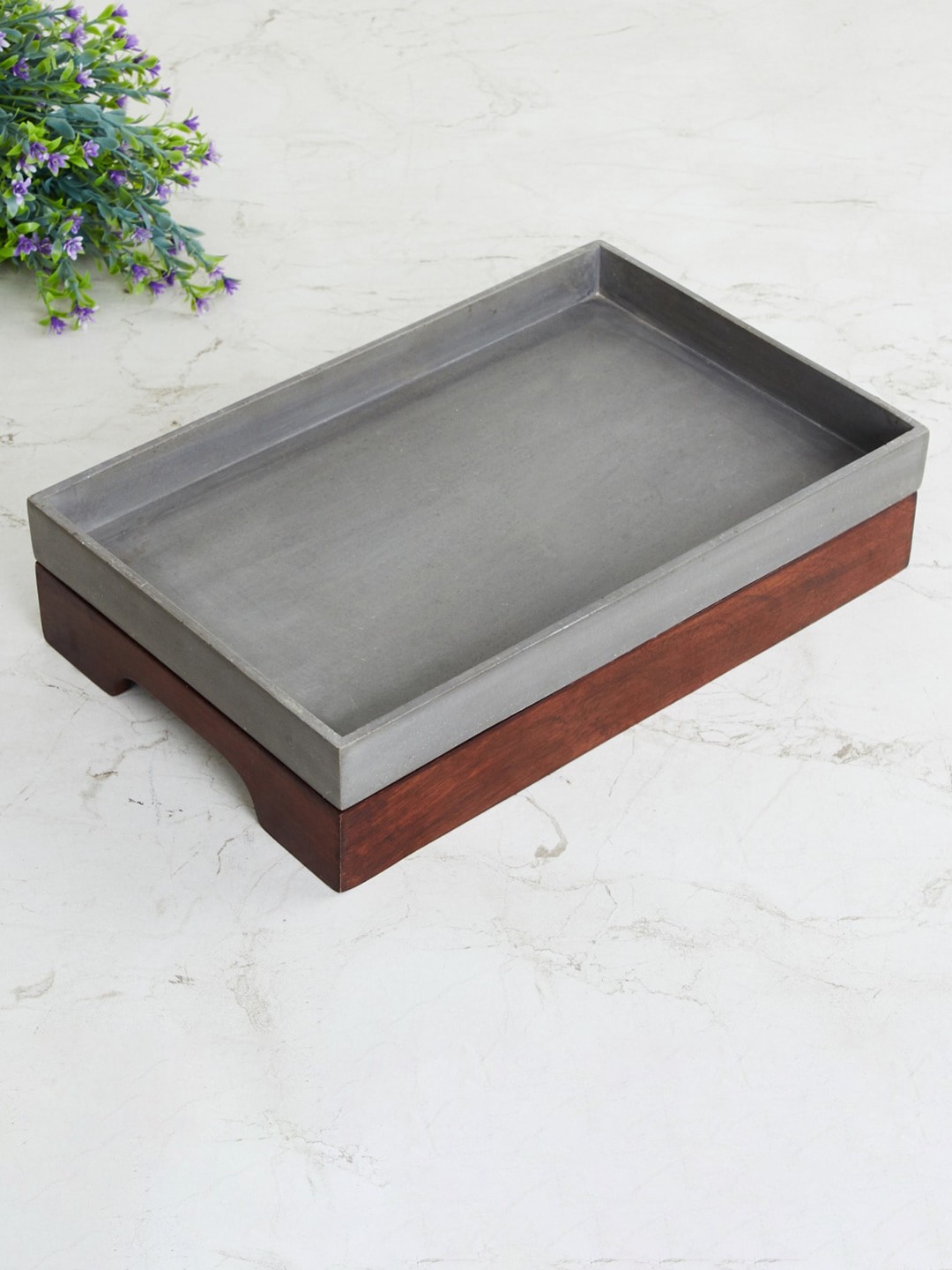 

Home Centre Grey Solid Polyresin Tray