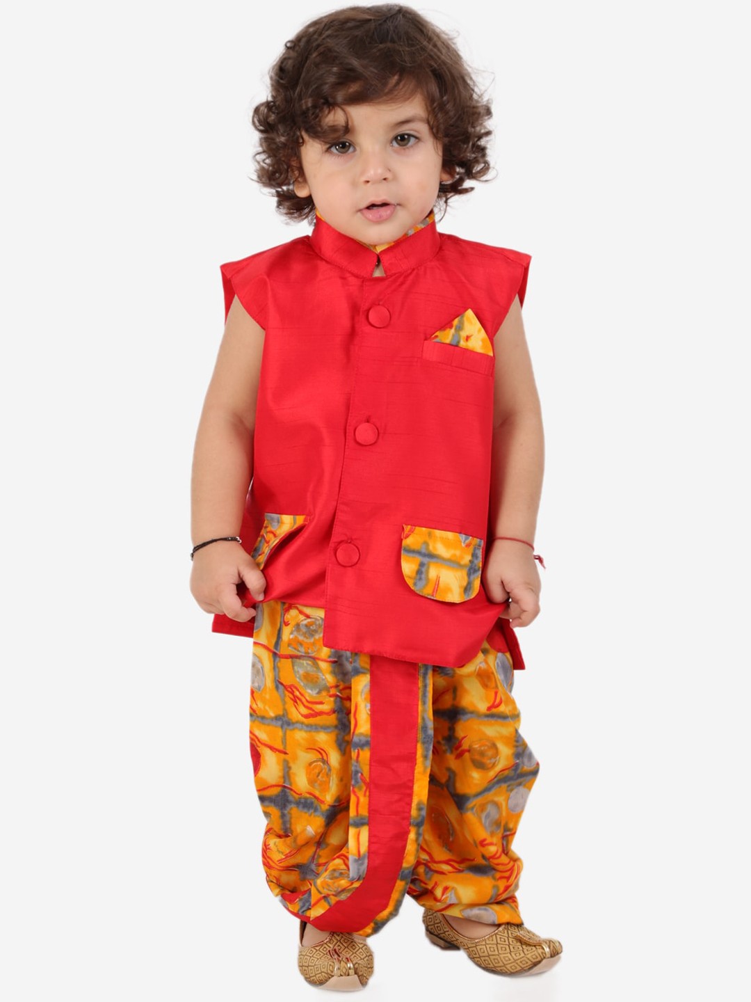 

KID1 Boys Red Kurti with Dhoti Pants