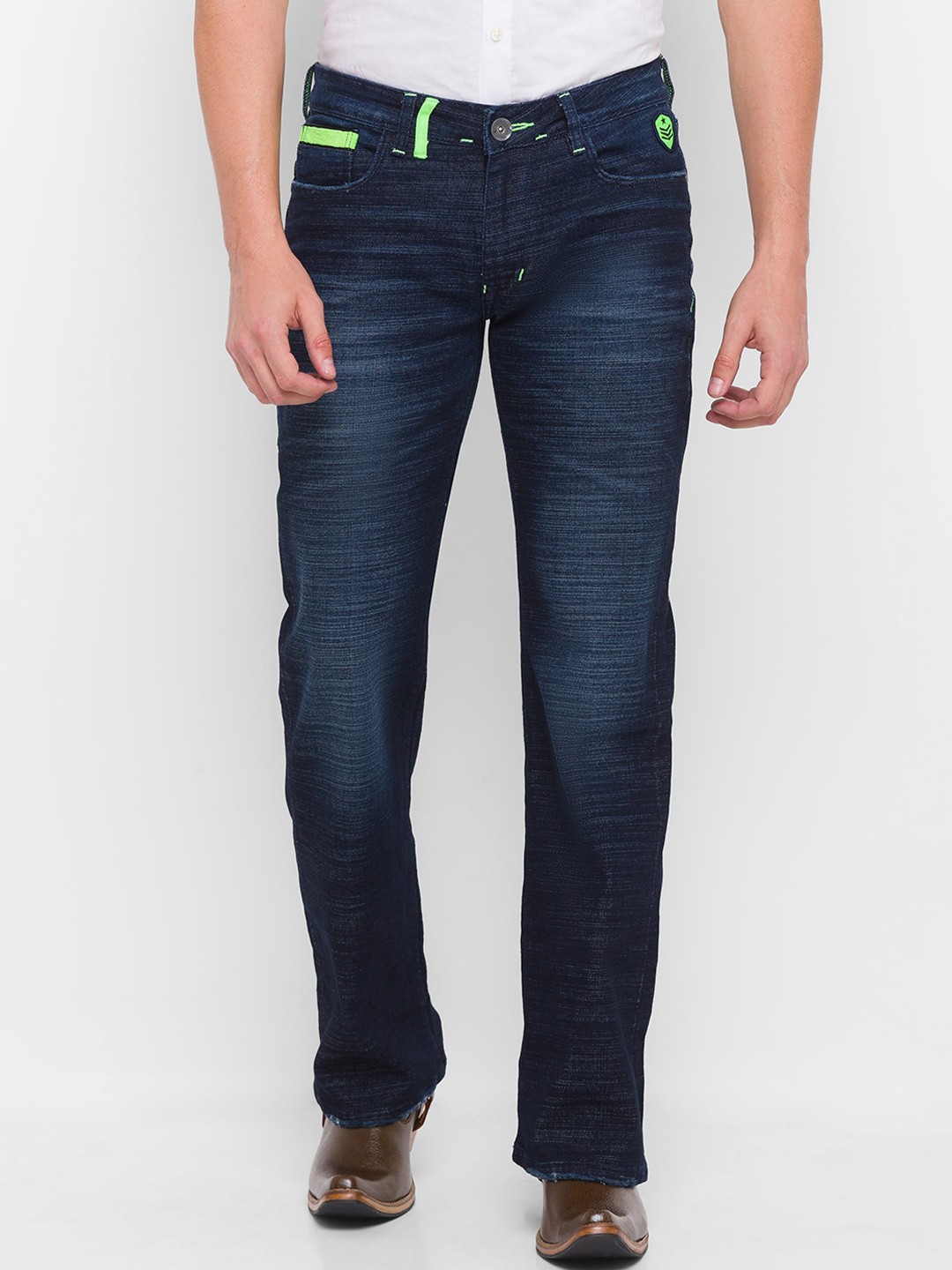 

mode de base Men Navy Blue Comfort Bootcut Light Fade Stretchable Jeans