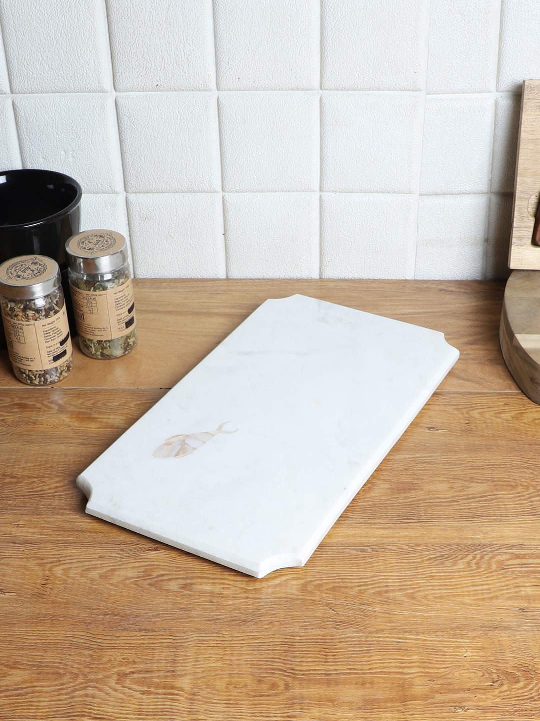 

NikkisPride White Solid Marble Platter Cheese Board