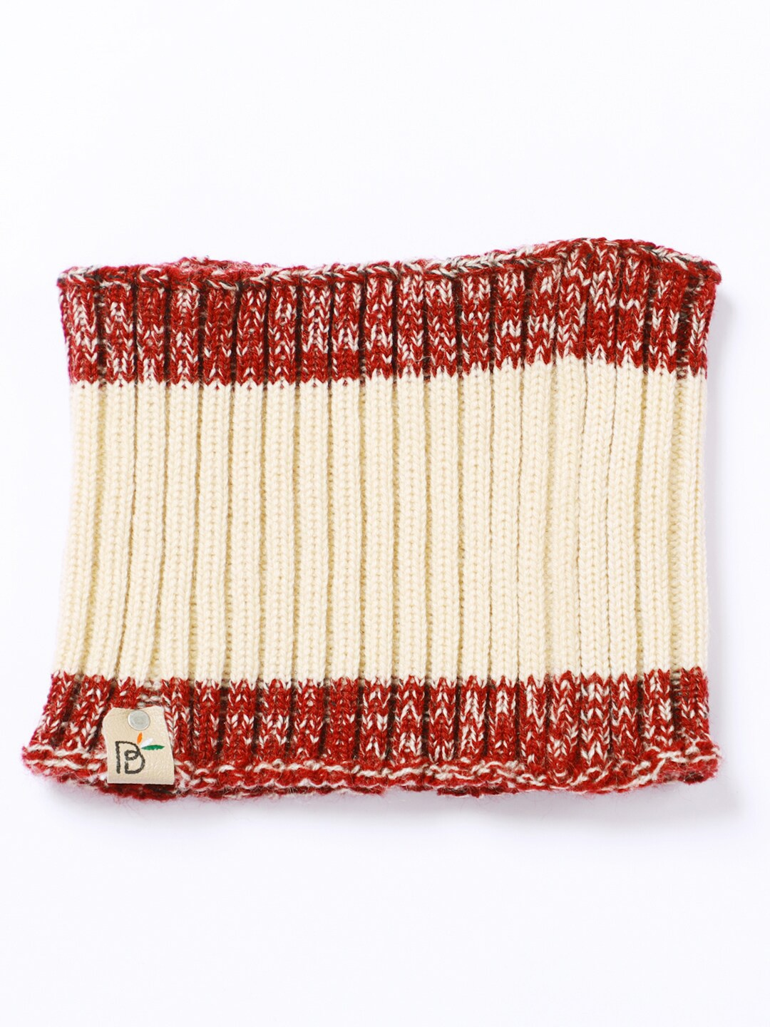 

Bharatasya Women Cream-Coloured & Maroon Knitted Headband