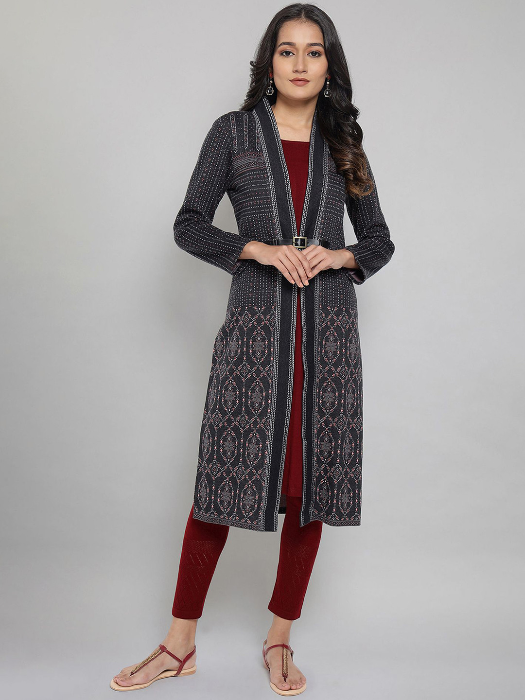

AURELIA Women Grey Thread Work Kurta