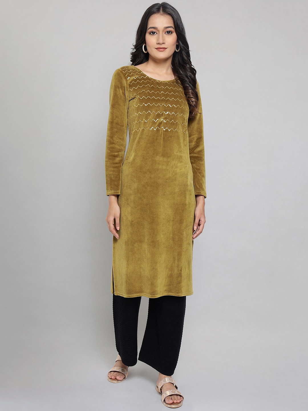 

AURELIA Women Green Thread Work Kurta