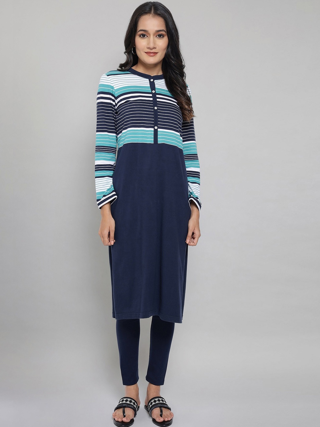 

AURELIA Women Blue Striped Kurta
